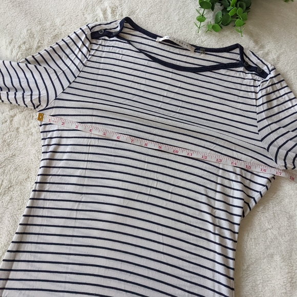 🌷3/15🌷 Max Studio Striped 3/4 Sleeve Tee Size S - Picture 4 of 5
